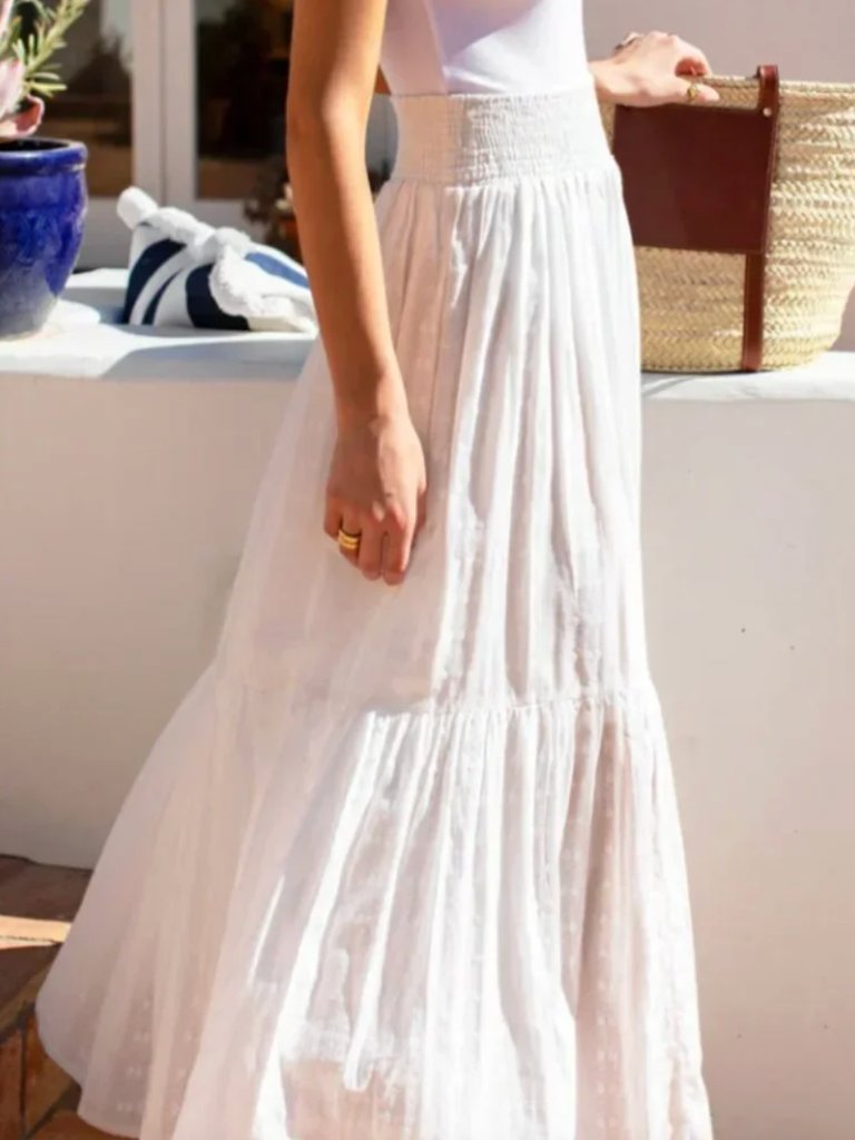 Emerson Fry Solstice Skirt - White Cotton Dobby Jacquard Skirt